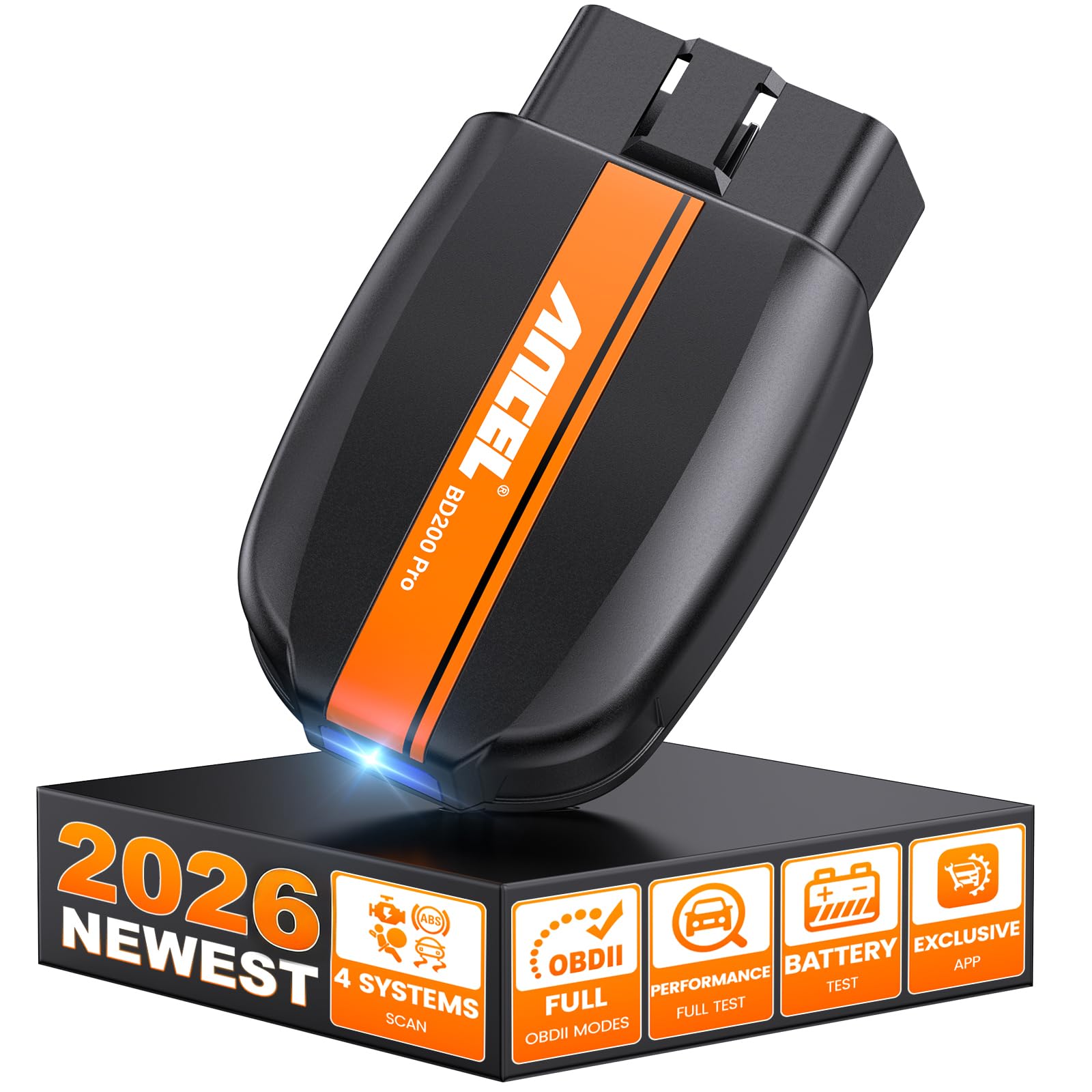 ANCEL BD200 Pro OBD2 Scanner Bluetooth, Enhanced Wireless Code Readers ABS SRS Transmission Airbag Car Scanner Diagnostic Tool with Battery Test, Check Engine Light Exclusive App for iPhone & Android