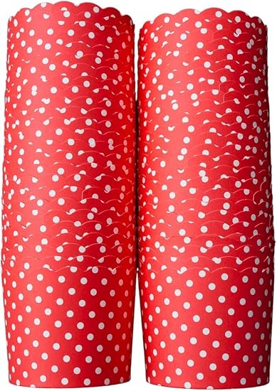 50-Pack Paper Baking Cups, Greaseproof Disposable Cupcake Muffin Liners (Large, Red Polka Dots)