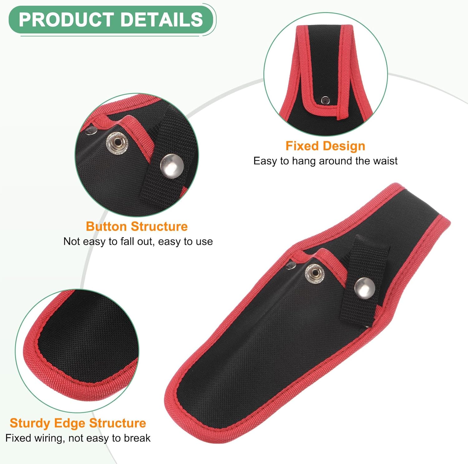 M METERXITY 6-Pack Garden Pruner Sheath, Portable Canvas Pruning Shears Sheath Plier Holder for Belt, Garden Scissors Case for Hand Pruner/Garden Shears/Clippers [Red-Black]