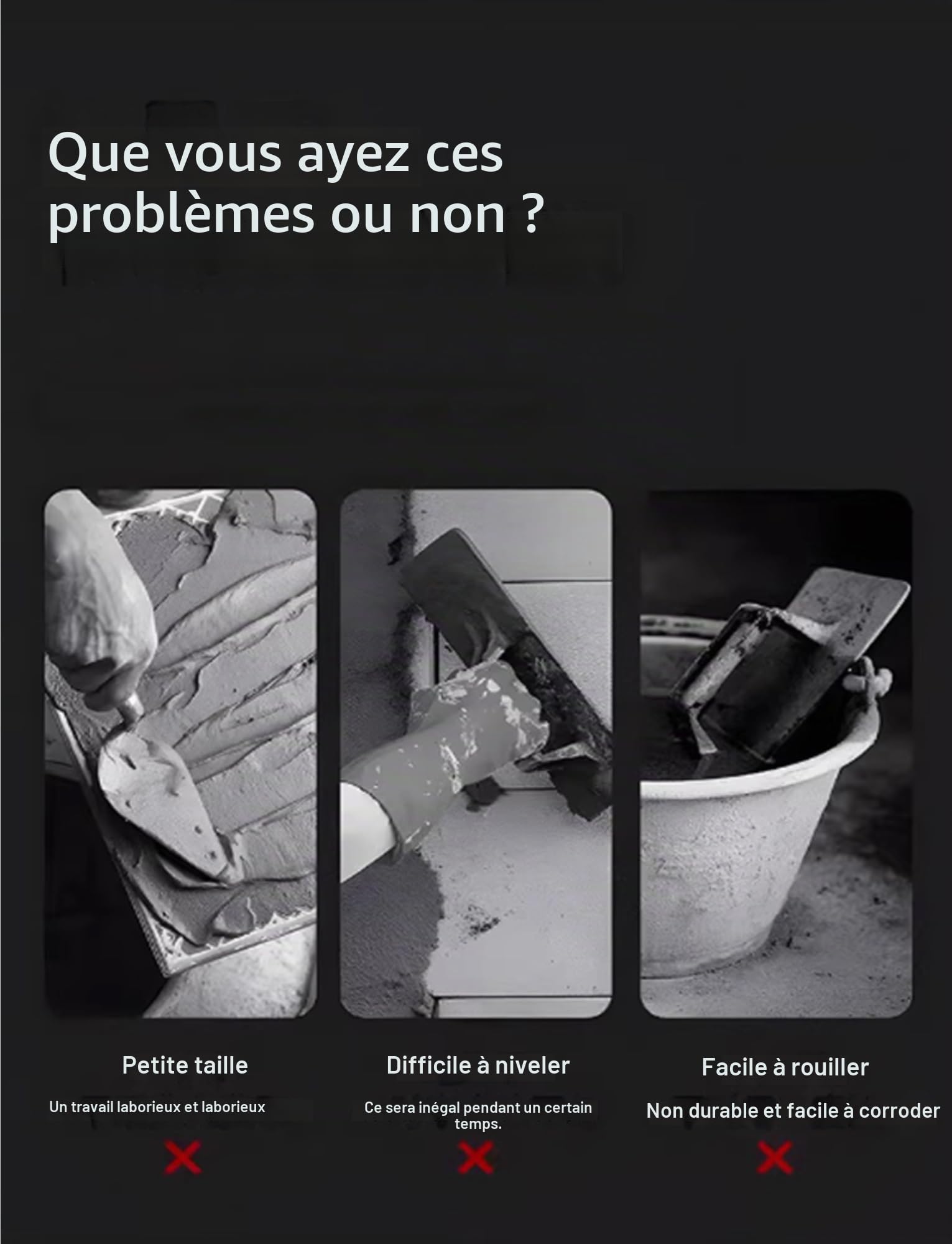 Grande truelle à carrelage, truelle crantée, réutilisable et facile à nettoyer, adaptée à la maçonnerie, au carrelage et à l'amélioration de l'habitat(Square Teeth,60CM)