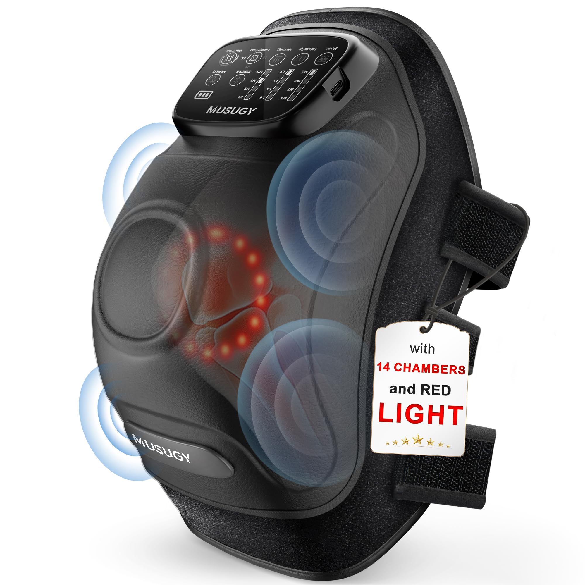 Photo 1 of Musugy Knee Massager with Heat and Red Light Therapy : 4-in-1 Compression Massage with 14 Chambers & Vibration for Pain Relief, Cordless Home Office Use for Seniors and Active Adults, FSA-HSA Eligible