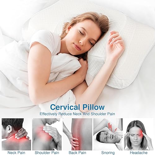 Miniatura 2 de Qidordour Almohada cervical para aliviar el dolor de cuello y hombros, almohada de espuma viscoelástica de contorno para dormir, espalda, estómago,