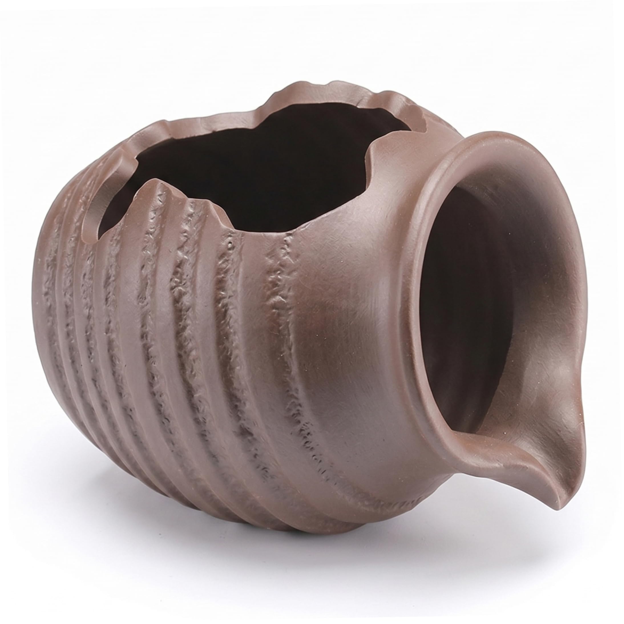 Monwssoe Fountain Spitter, 5in Tabletop Fountain Indoor With Spitter Handmade Ceramic Garden Decor, Brown