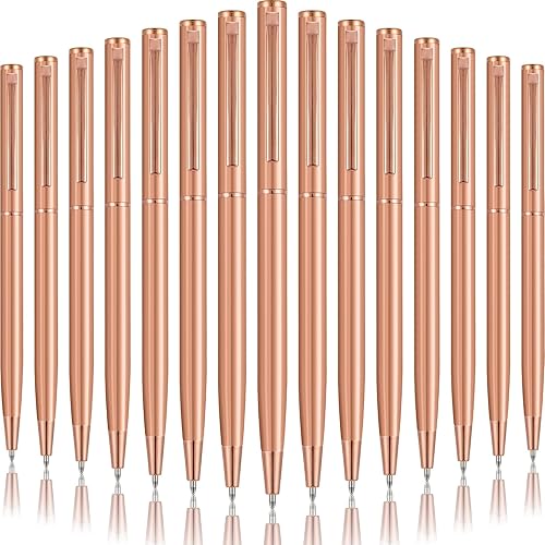 Vista 14 de Zonon 160 bolígrafos de metal delgados a granel, retráctiles, tinta negra metálica de 0.039 in, punta media, bolígrafos de escritura suave