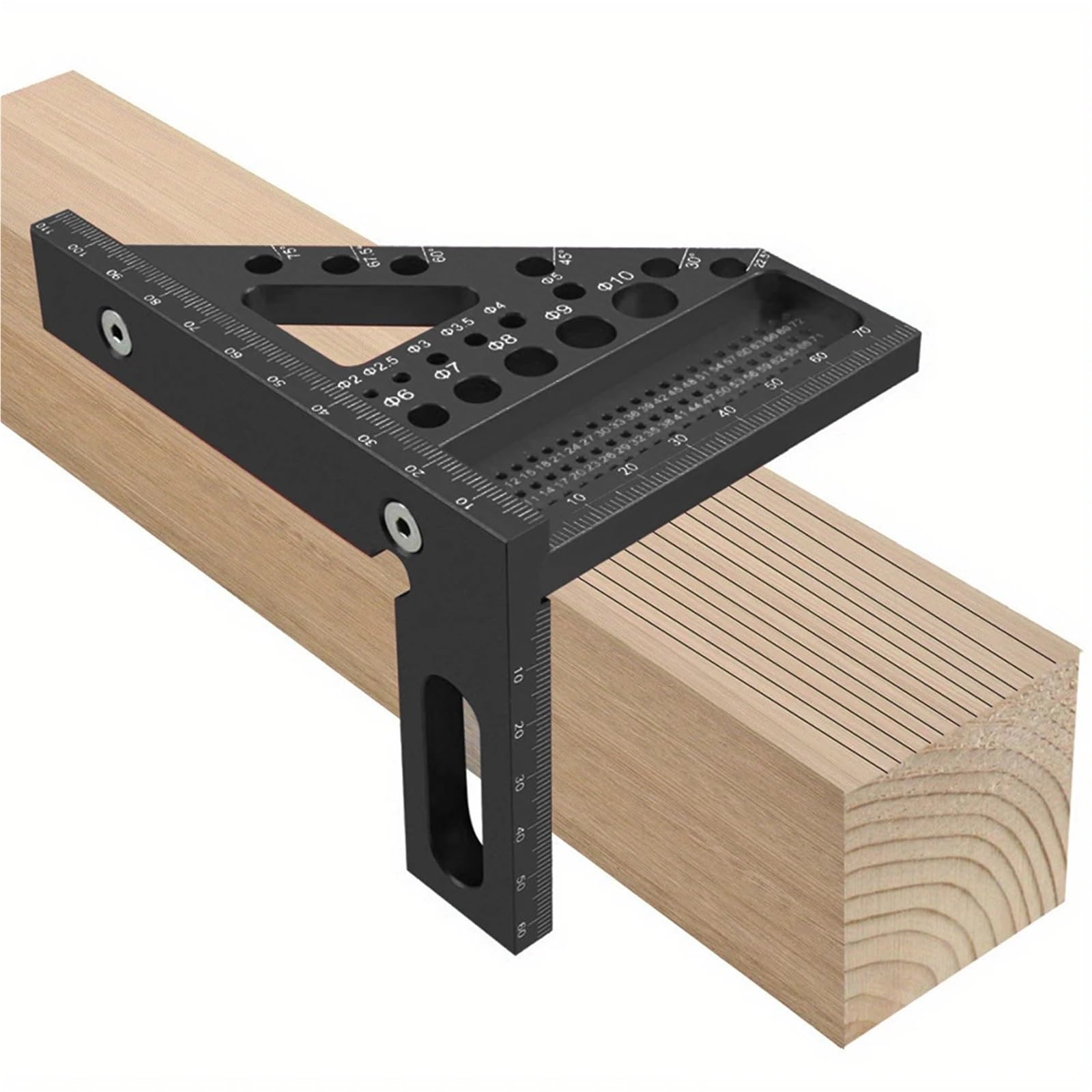 Transportador de ángulos, escuadra de Carpintero, escuadra de carpintería, escuadra de inglete de Aluminio, triángulo de trazado múltiple de 45/90 Grados para medición.