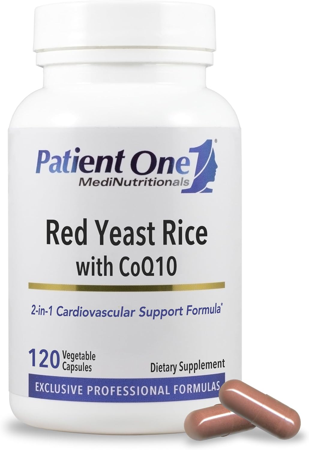Patient One Red Yeast Rice with CoQ10 | Supplement to Support Heart Health and Healthy Lipid Metabolism* | 600 mg RYR and 50 mg CoQ10 | 120 Capsules