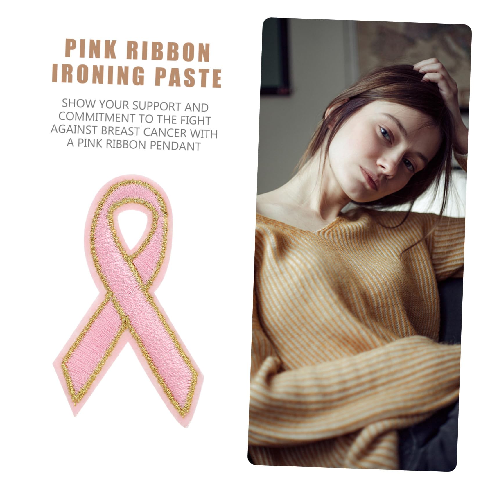 60pezzi Toppe Rosa Per Consapevolezza Al Patches Termoadesive Per Abbigliamento e Decorazioni Riparazioni Per Jeans e Magliette