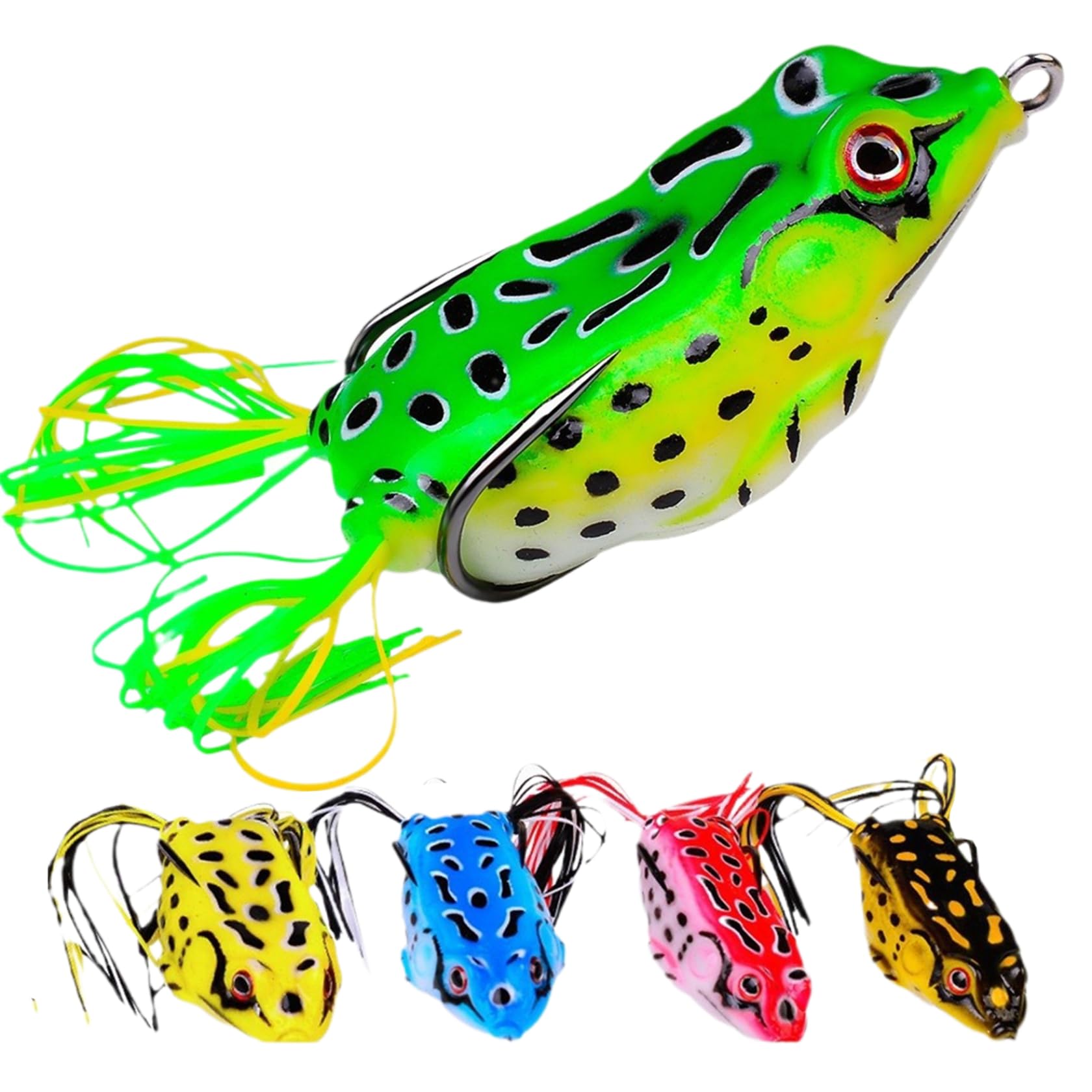 5Pcs Frog Lure 2.4'' Long Realistic Topwater Frog Soft Silicone Fishing Lures with Double Concealed Hooks Bait for Fish Over 1kg Fishing Lures Top Water for Bass