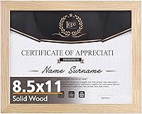 Vista 168 de KINLINK Marco de Fotos 11x14 Natural, Marco de Madera Maciza 11x14 con Plexiglás Acrílico para Fotos 5x7/8x10 Con Paspartú, Exhibición de Mesa