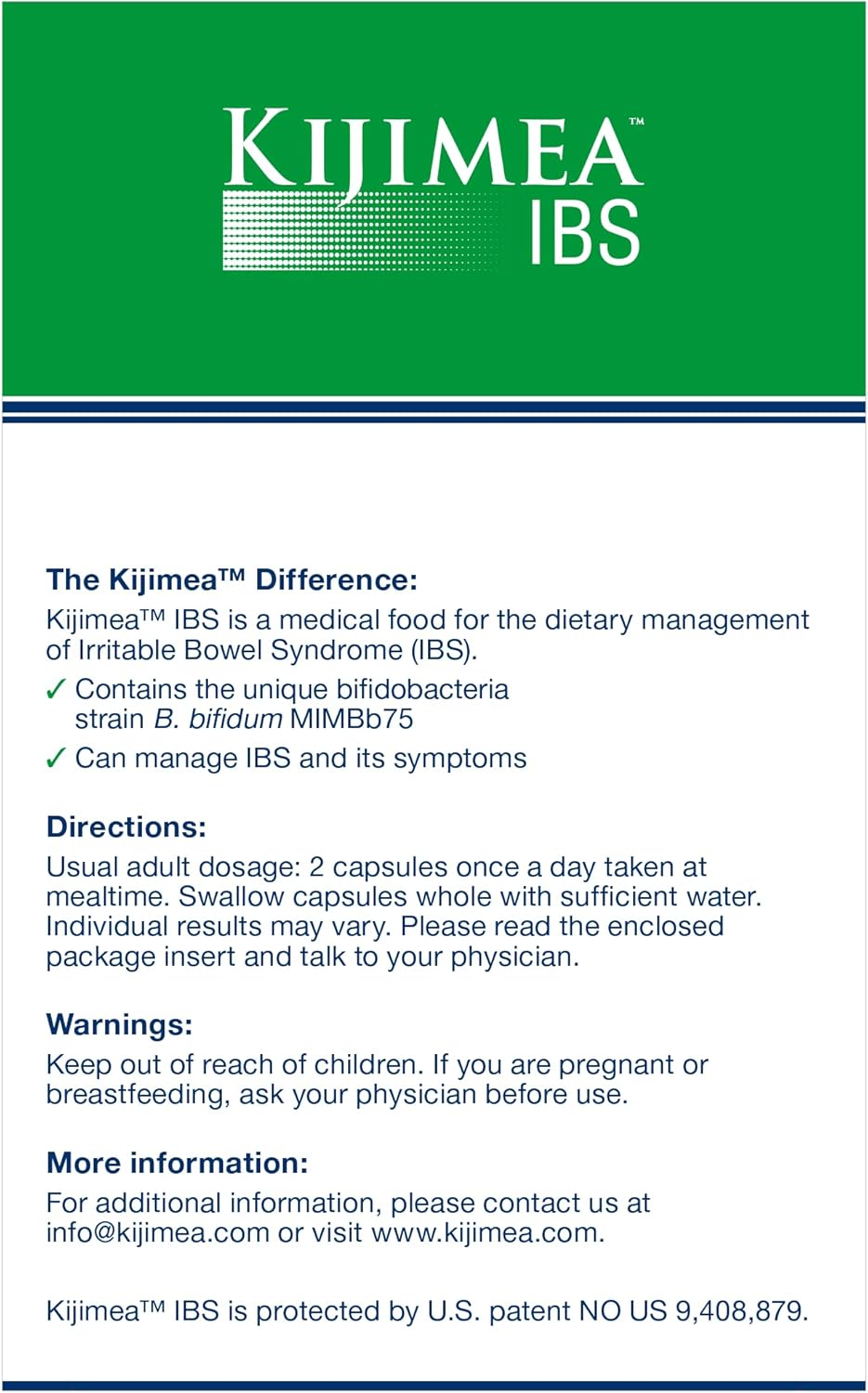 Kijimea™ IBS, Medical Food for The Dietary Management of Irritable Bowel Syndrome 56 Capsules