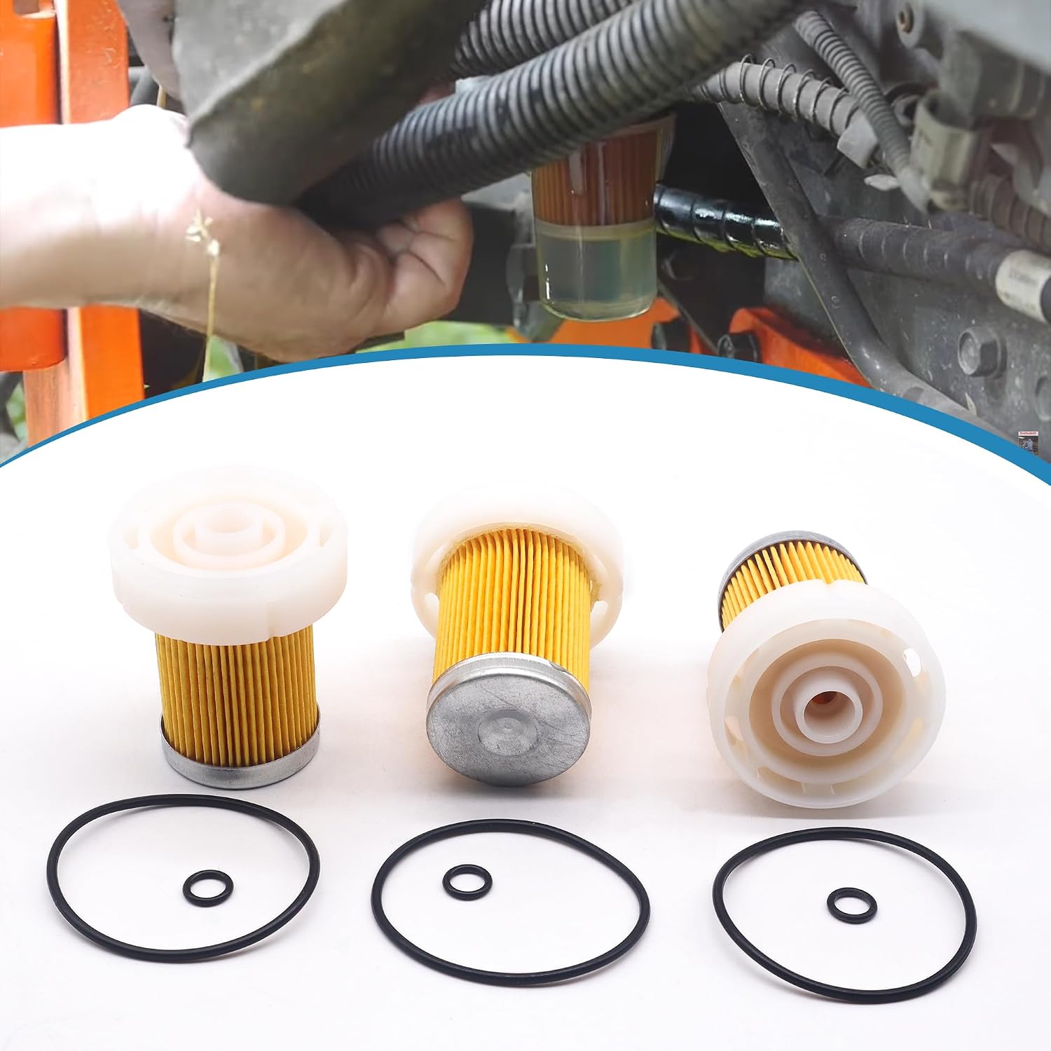 3 Pack Fuel Filter 6A320-58830 Compatible with Kubota B3350HSD B7500D L2501D L3800DT with O-ring Replace 6A320-59950 6A320-59940, Replace PF9911 33830