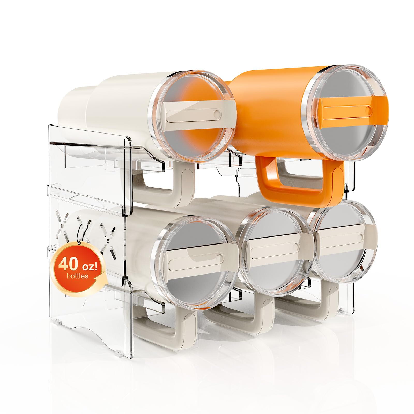 JYPS Water Bottle Tumbler Organizer，Stackable Stanley 40oz with Handle Cup Organizer, Large Water Bottle Holder Stanley Cup Accessories for Pantry Cabinet Kitchen Organizers and Storage