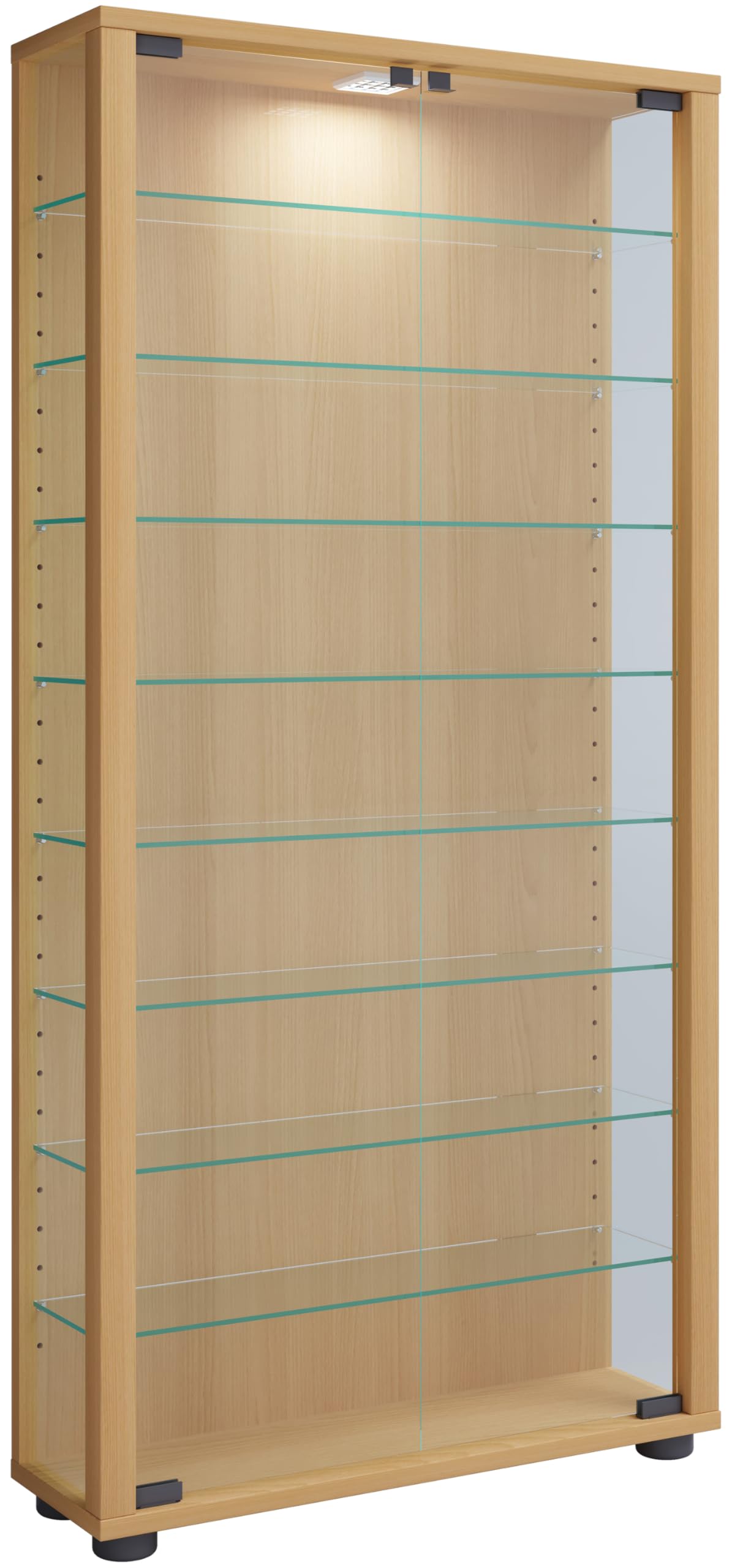 VCM 906122 Lumo Maxi Vitrine Indépendante Bois Beige 118 x 59 x 18 cm