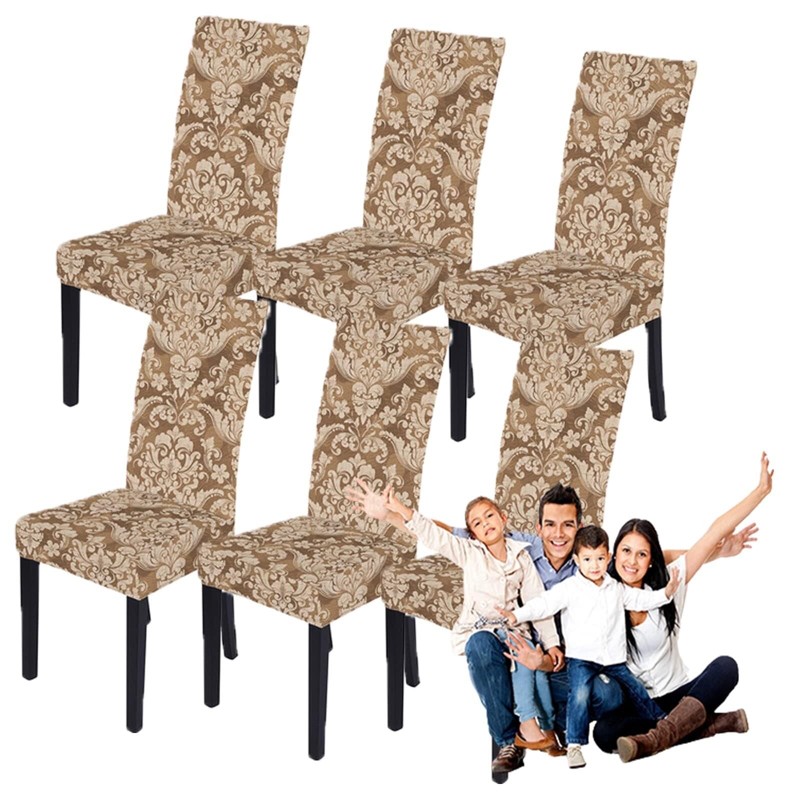 NMVAWIPT Stretchable Polyester-Spandex Dining Chair Covers Non-Slip Elastic Slipcovers For Room Banquet Hotel(4#,6pcs)
