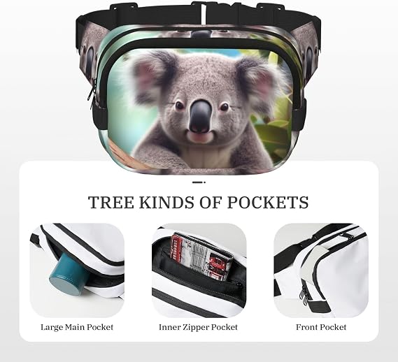 Waist Pack for Men Women Crossbody Belt Bag Cute Koala Waist Bag Travel Fanny Pack Bum Bags