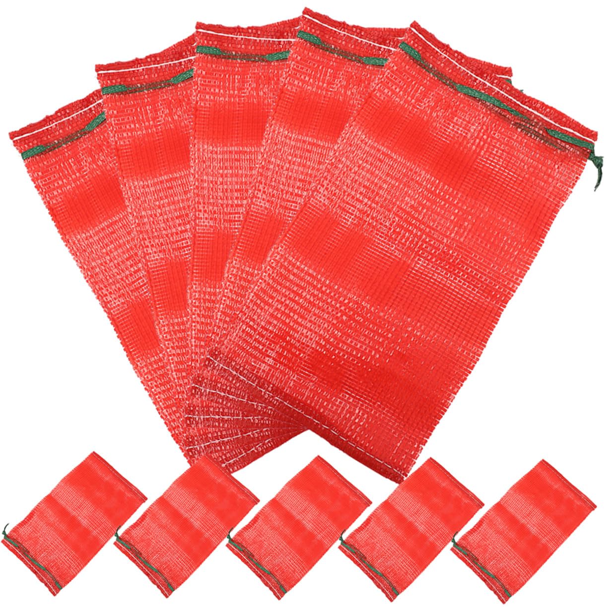 Bolsas de Malla con Cordón 50 Unidades, Polipropileno Rojo para Frutas