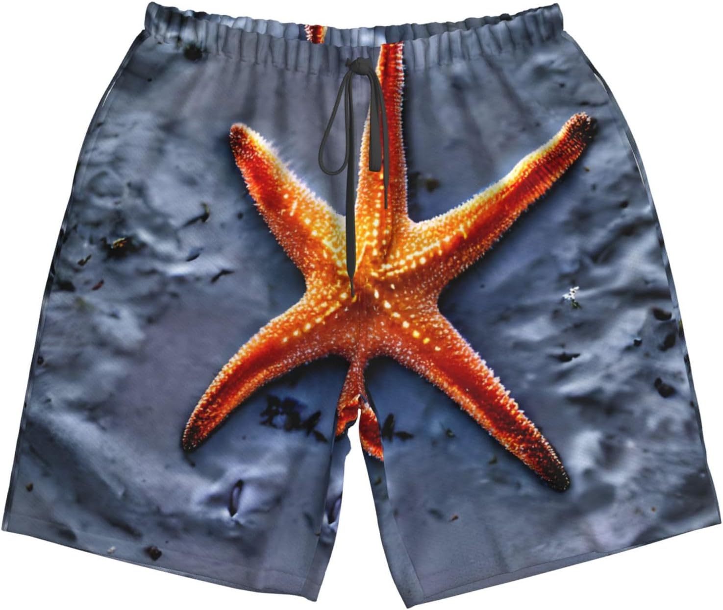 Mens Beach Starfish Print Beach Shorts,Casual Summer Shorts for Men,Quick Dry Polyester