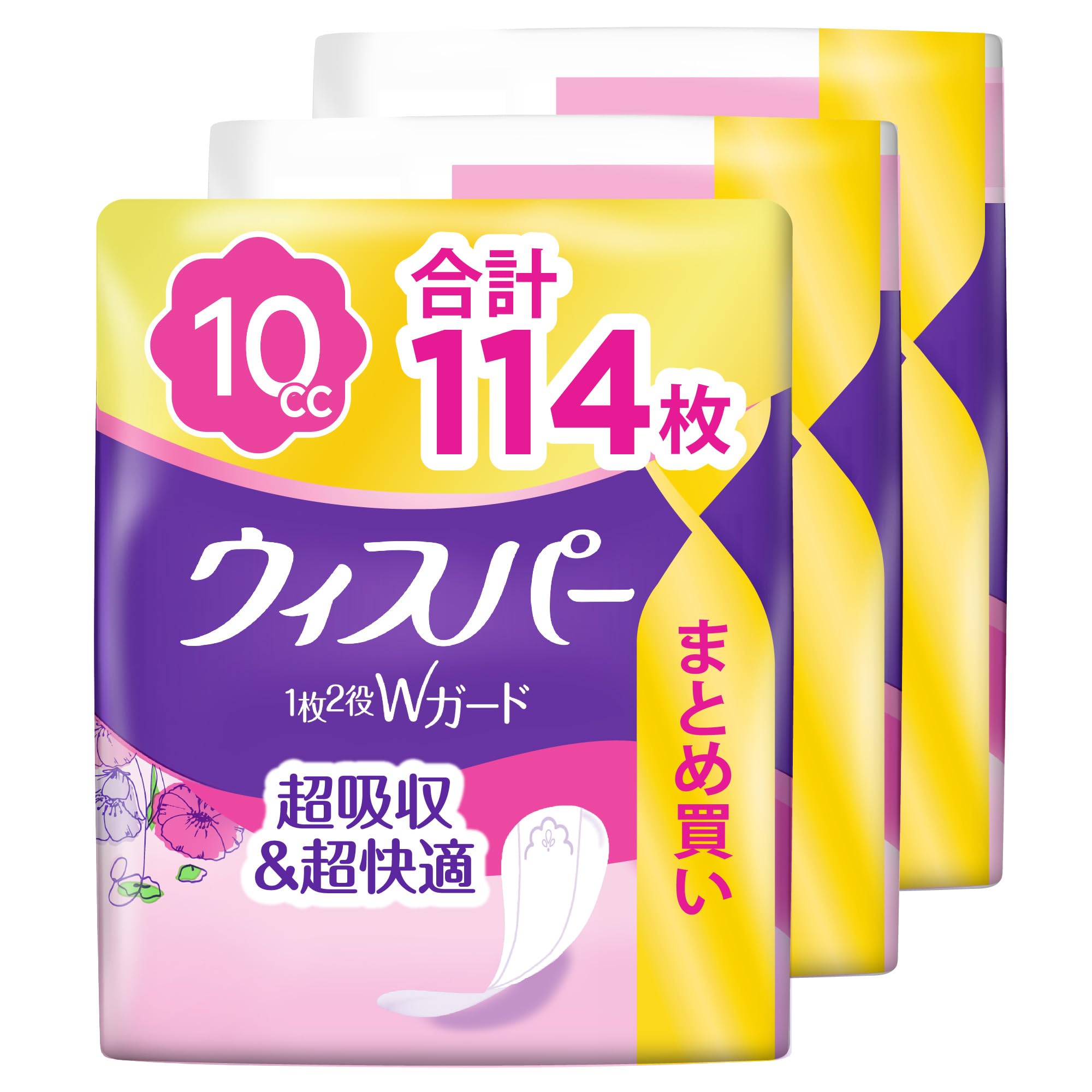 Amazon | WHISPER ウィスパー 1枚2役Wガード 10cc 114枚 (38枚×3パック