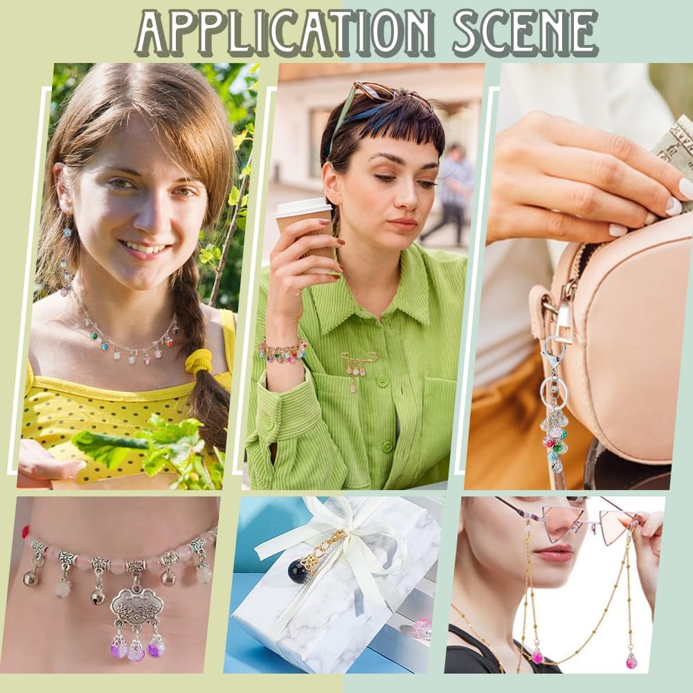 PH PandaHall 100pcs Crystal Dangle Charms Pendants 10 Colors Clear Crackle Beads Glass Drop Beads with Silver Findings for Earring Necklace Bracelet Jewelry Making DIY Craft, 18mm Long - Image 5