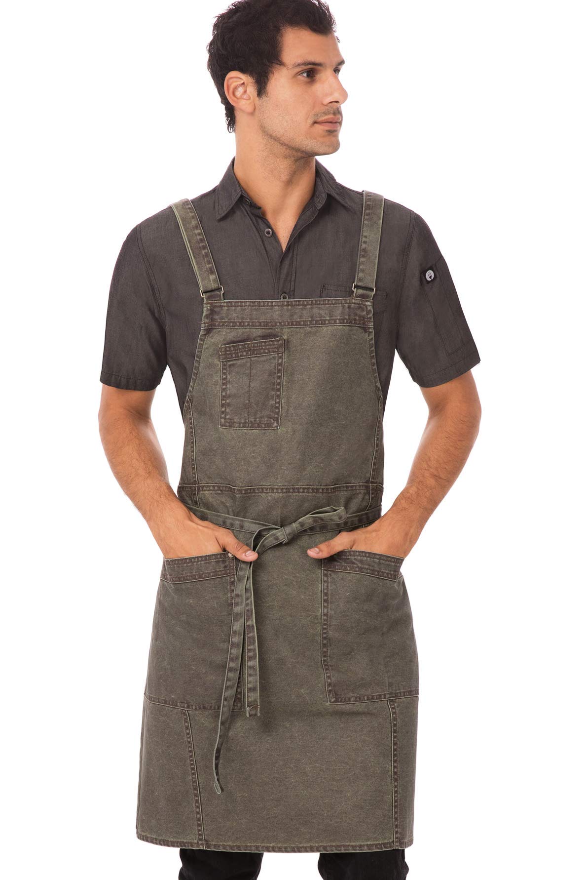Chef Works Unisex Denver Cross-back Bib Apron Work Utility Apron