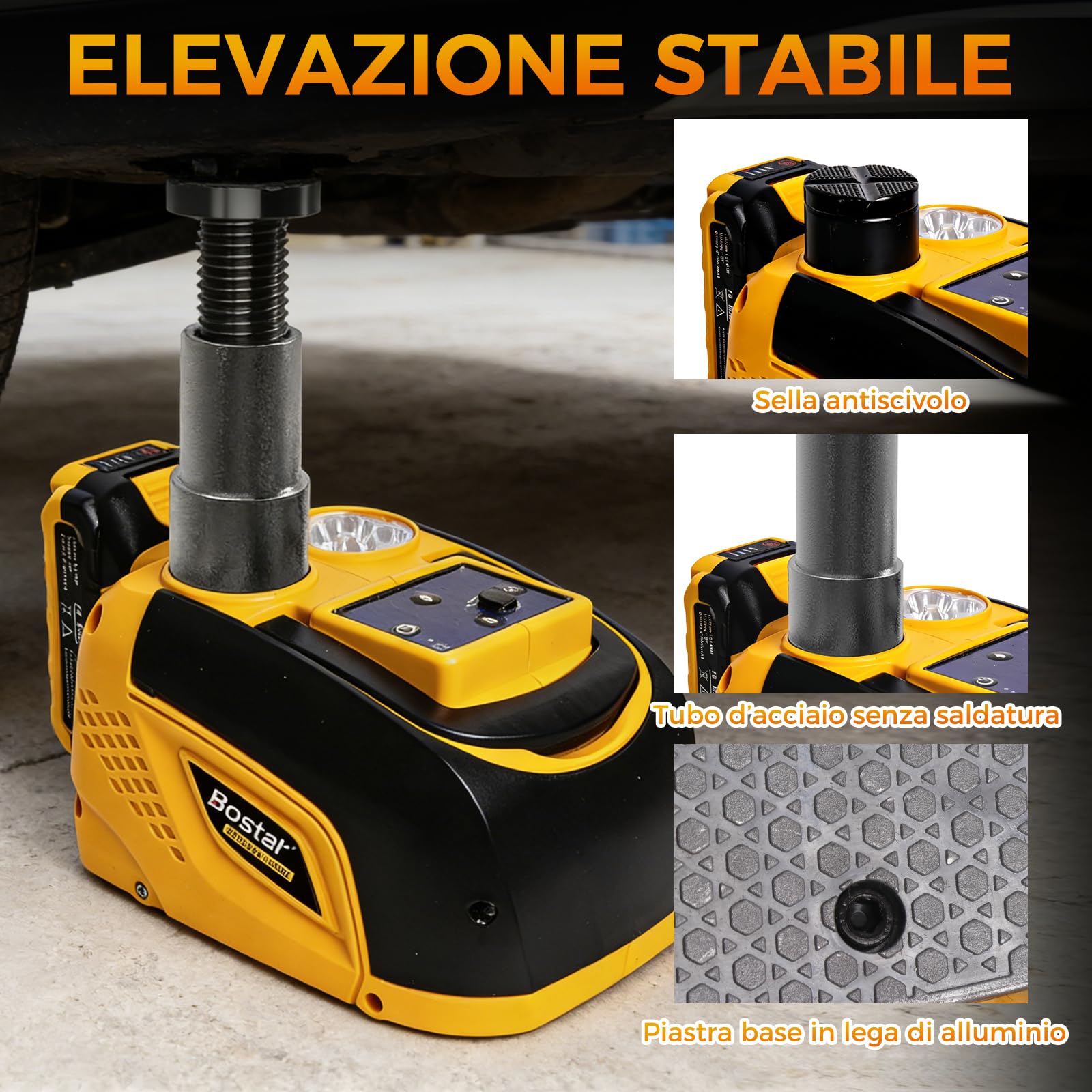 Bostar Cric Idraulico Elettrico 5T Compatibile Batteria Makita-18V, Kit Sollevatore Auto Senza Fili con Telecomando, Alzata 15-45cm, Cambio Gomme Professionale per SUV, Fuoristrada & Camper