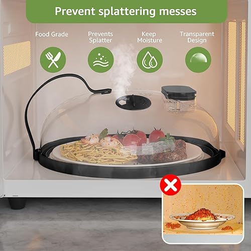 Miniatura 2 de Cubierta contra salpicaduras de microondas con vaporizador de agua para alimentos, protector de salpicaduras de microondas de vapor de 10 pulgadas