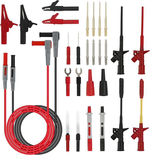 Youli 28-in-1 Multimeter Test Leads Kit with Alligator Clips High Voltage Test Probes Insulation Piercing Test Clip Replaceable Precision Sharp Probes Multifunction Use for Digital Electrical Testing