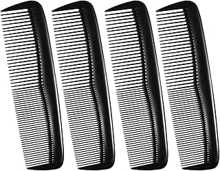 4 PCS Pocket Plastic Hair Combs Black Hair Combs Fine, Combs Fine and Standard Tooth Hair Cutting Comb, for Women Men Hairdressing Barber Salon Hair Care Tool (Black)