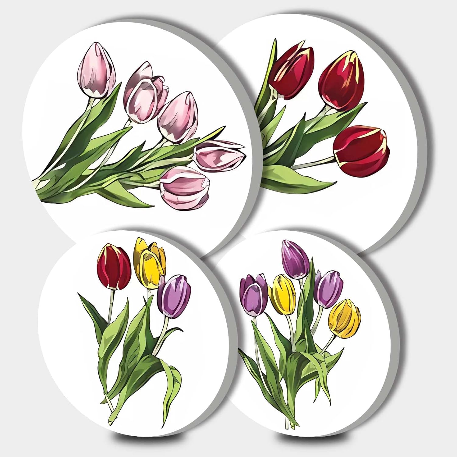 Colorful Tulip Bouquets Art Burn Covers for Electric Stove