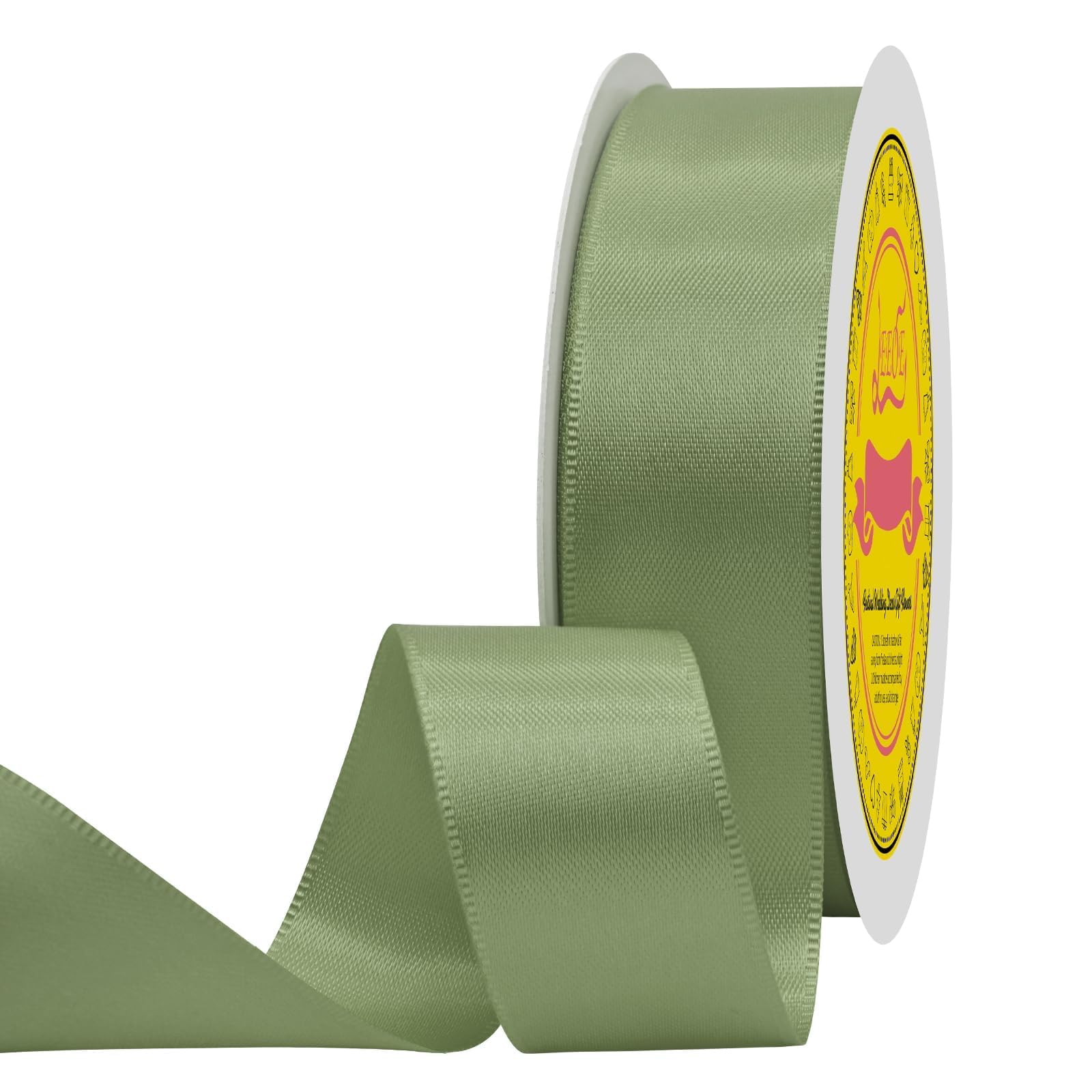 Dusty Sage Green Double Face Satin Ribbon 1 inch X 25 Yards Spool Bright Colors Very Suitable for Weddings Gift Package Wrapping Dancer Wand Sewing Party Hair Bow Invitation Decorations and More