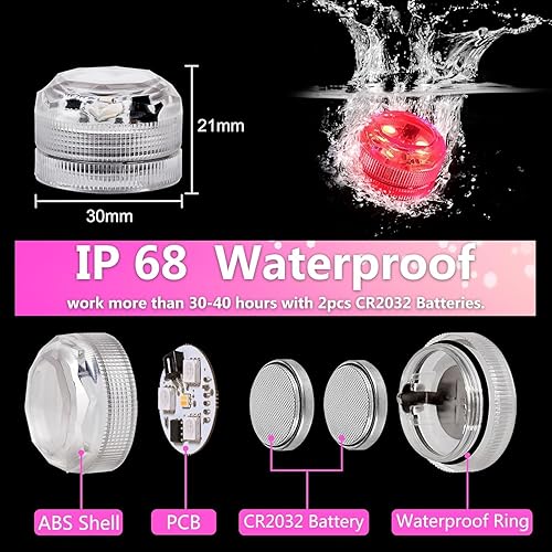 Miniatura 3 de Luces LED sumergibles con control remoto, velas de té impermeables, funciona con pilas, RGB que cambia de color, pequeña luz LED para jarrón,