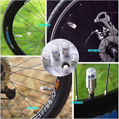 Miniatura 3 de Paquete de 4 luces LED para rueda de bicicleta, tapones para válvulas de neumáticos de automóvil, tapas de vástagos de bicicleta, motocicleta,