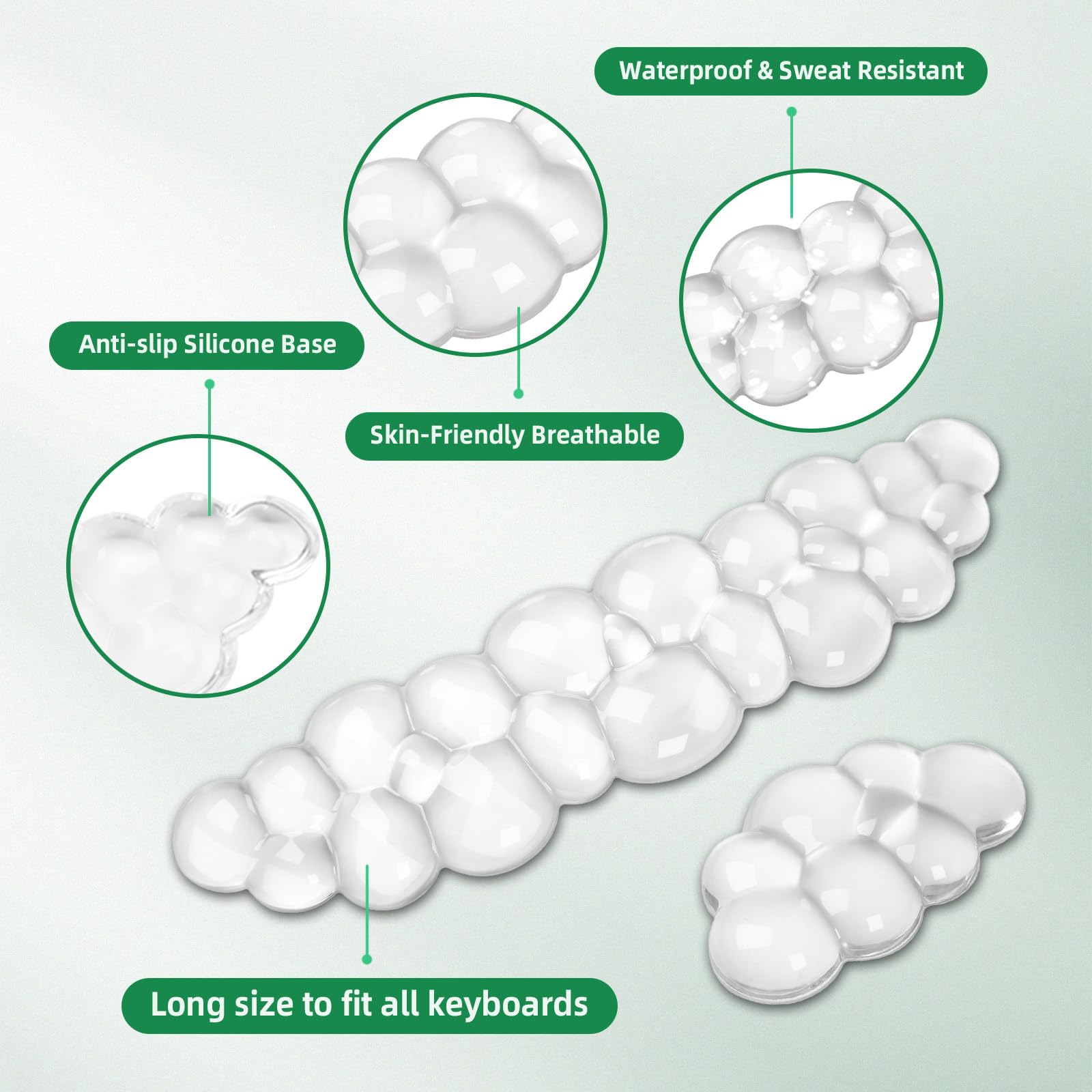 Gel Cloud, set di poggiapolsi per tastiera e mouse, grazioso supporto ergonomico per polso e supporto per braccio, per alleviare il dolore, adatto per ufficio, computer, laptop, gaming (set bianco