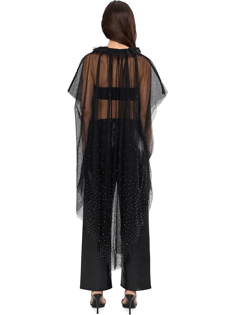 Black AllSaints Sez Emb Tulle Cape