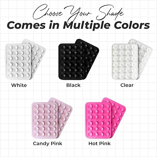 Miniatura 8 de Paquete de 2 agarraderas adhesivas de silicona para teléfono con 24 ventosas para soporte de teléfono con ventosa, ideal para selfies y videos,