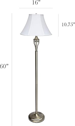 Miniatura 11 de Elegant Designs LC1001-ABS - Juego de tres lámparas de latón antiguo (2 lámparas de mesa, 1 lámpara de pie) con pantallas blancas en forma de