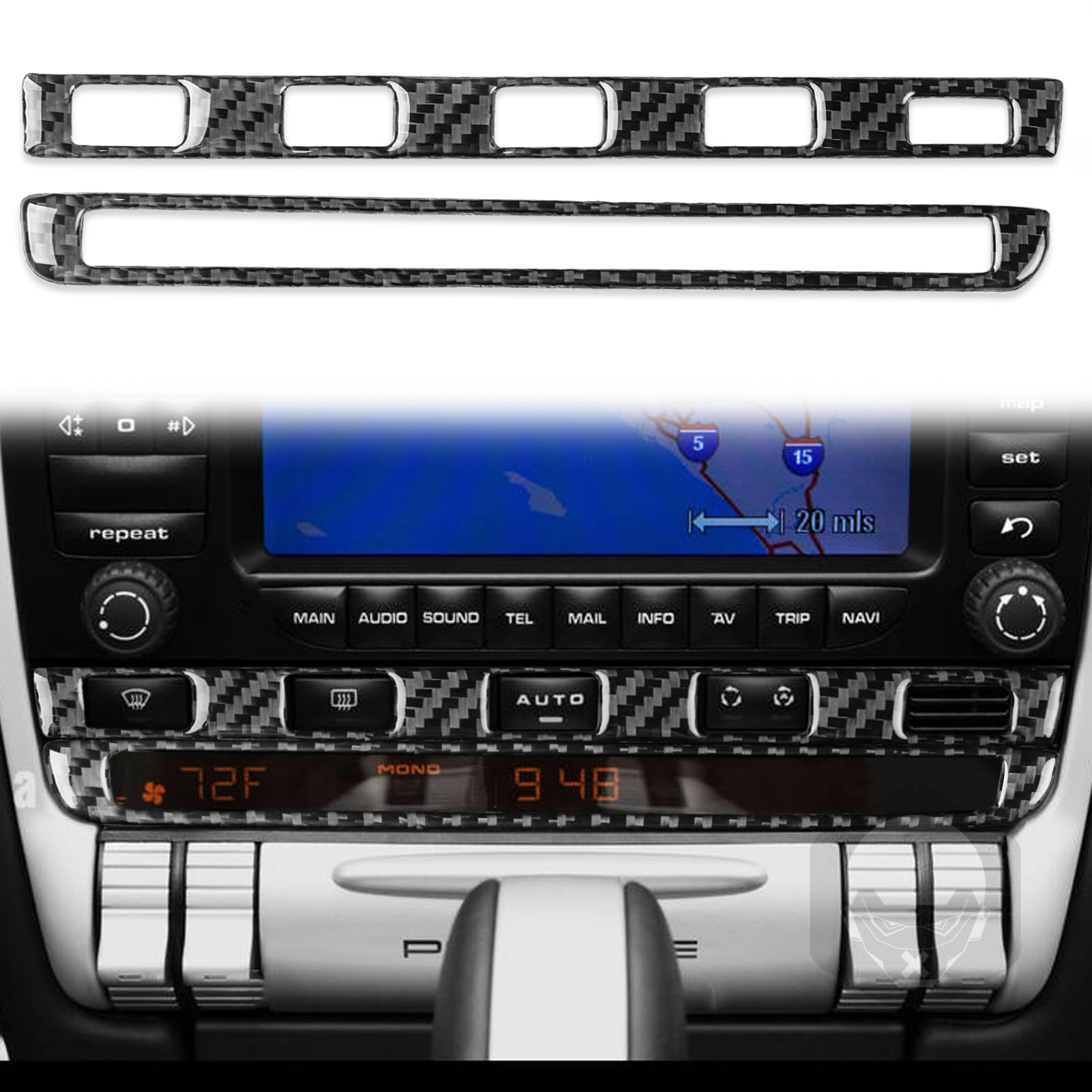 Real Premium Carbon Fiber Compatible with Porsche Cayenne S gts Turbo 2003 2004 2005 2006 2007 2008 2009 2010 Accessories Car Air Conditioning Control Panel Cover Sticker Decal Auto Interior Trim