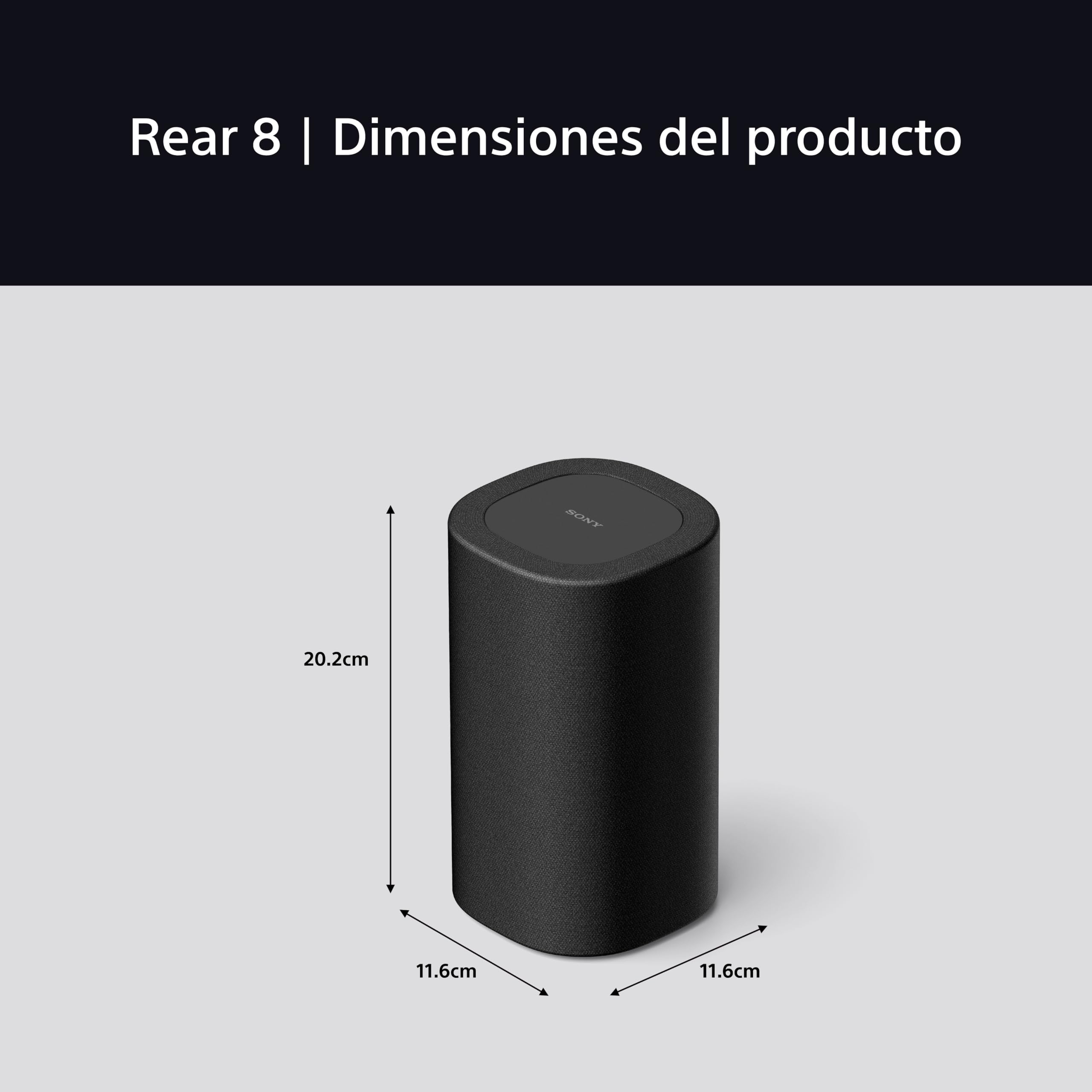 Sony BRAVIA Theatre SA-RS8 Altavoces Traseros inalámbricos, Sonido Surround,Spacial Mapping 360, Compatible con IMAX Enhanced,Funciona con Barras de Sonido y subwoofer, Fácil configuración y Control