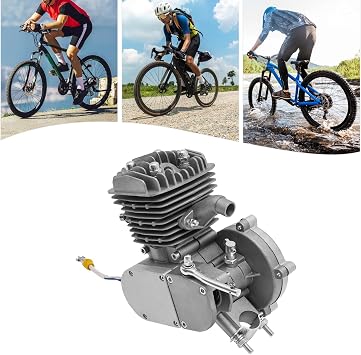 80CC Bicycle Engine Kit, 2 Stroke Petrol Gas Motor, Fits Most 26 or 28 Bikes (Silver)