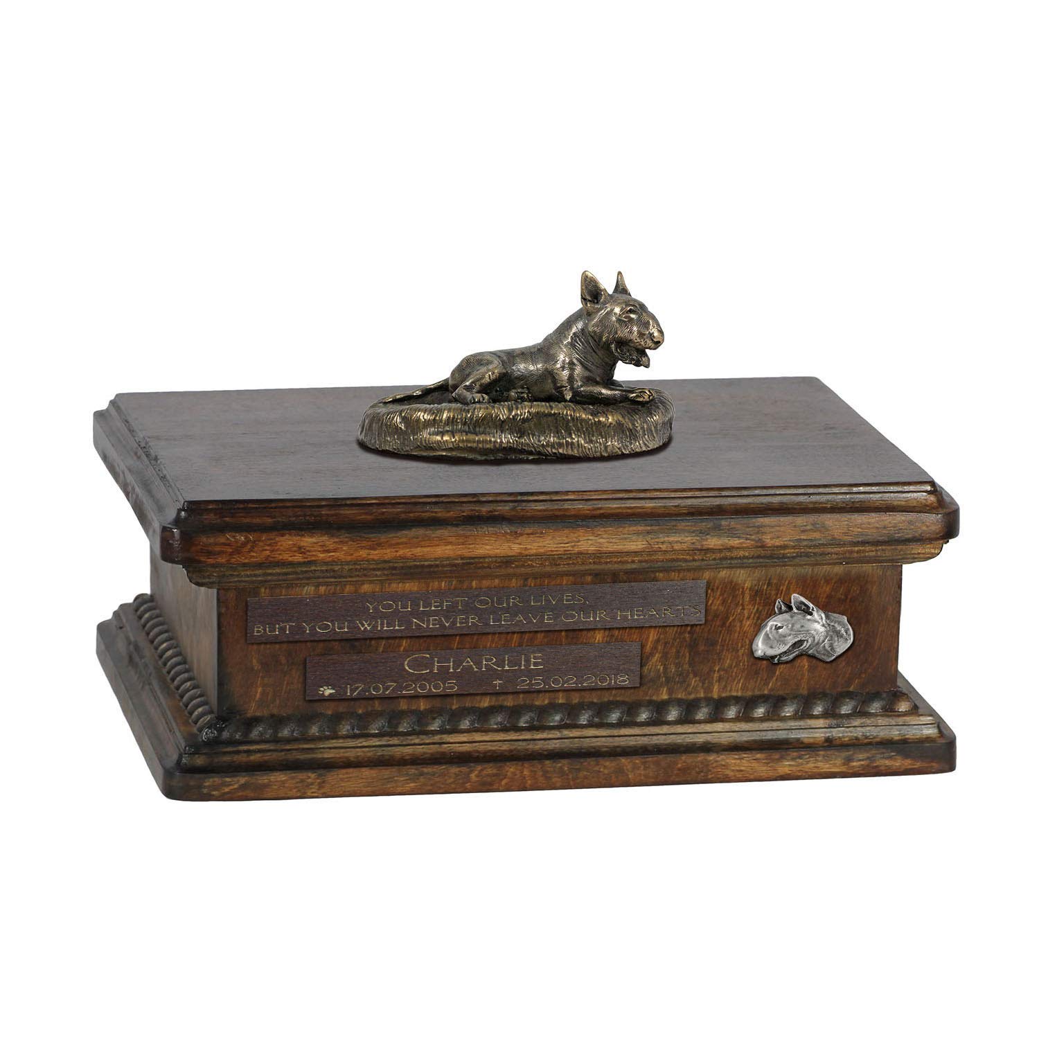 Urne pour les cendres de chien bronze fait main pour salon et bureau
