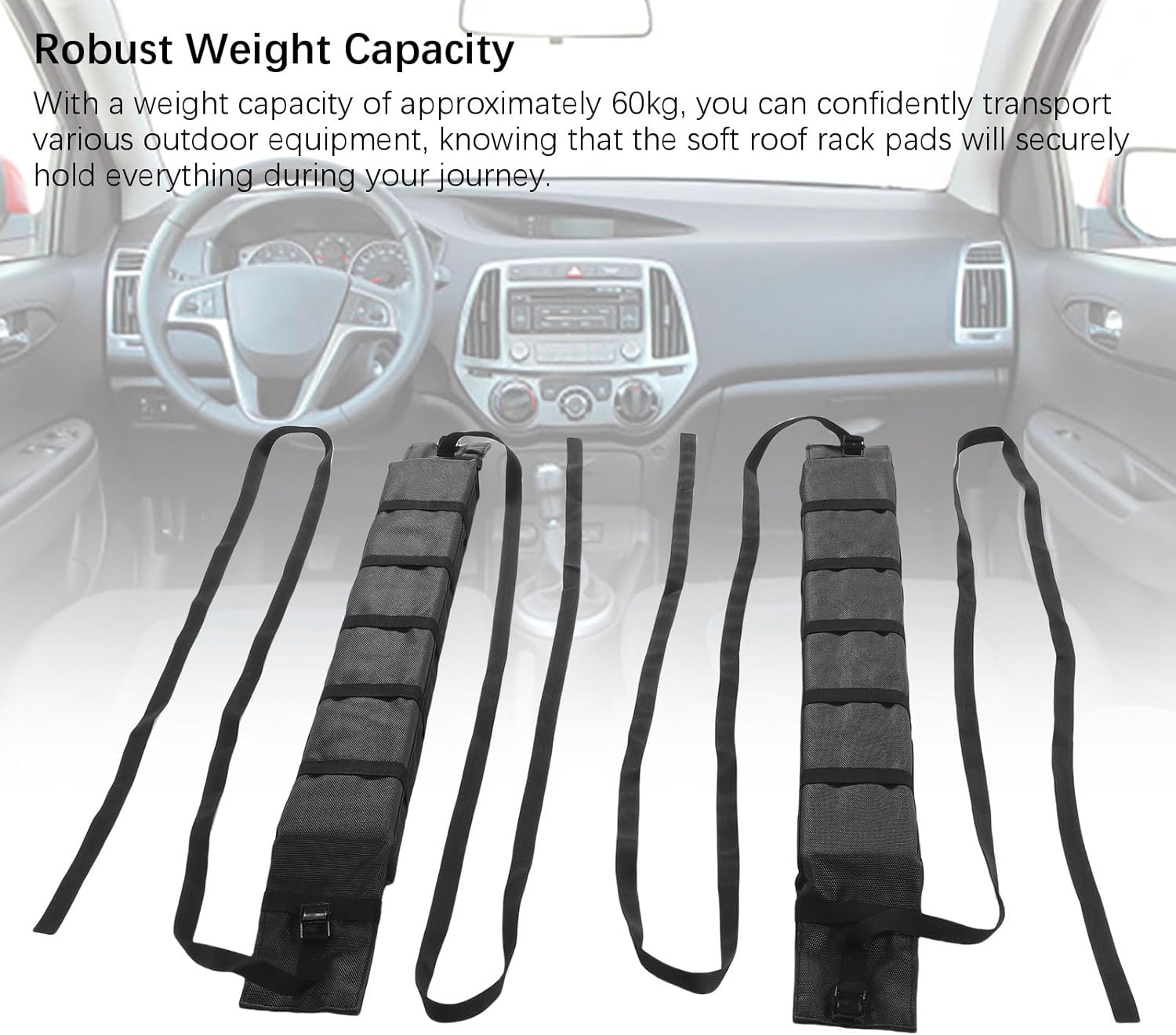 2pcs Roof Rack Pads for Surfboard Kayak Canoe, Universal Car Roof Racks System with Webbing Anti Slip Kayak Surfboard Racking for SUVs Sedans 2 Door 4 Door Cars