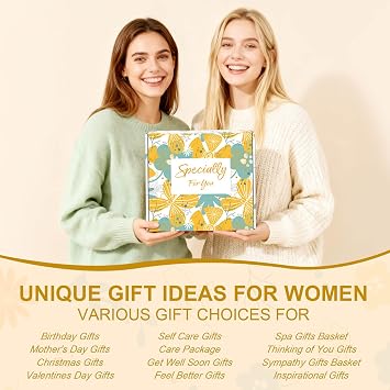 Self Care Gifts for Women Gift Baskets,Sending Sunshine Thinking of You Care Package Spa Gift Sets, Mothers Day Birthday Gifts for Women Mom Sister Wife Grandma Best Friends Her - Ivory