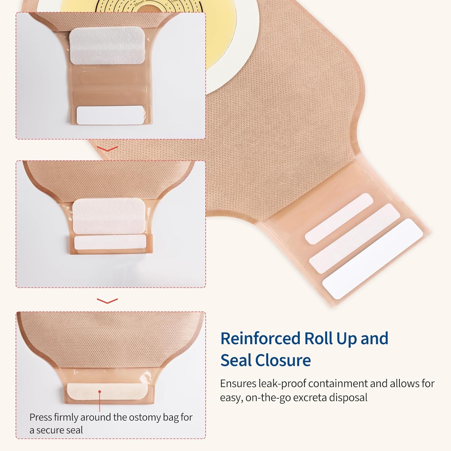DERAYMI 50 Pack Colostomy Bags Ostomy Supplies | Ostomy Bags One-piece Drainable Pouches for Ileostomy & Colostomy Care | Dual-Adhesive System & EVOH Odor-Lock 60mm Max