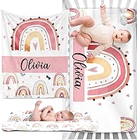 Vista 15 de Juego de ropa de cama personalizado para cuna de bebé, juego de 3 piezas para cuna de bebé, diseño de bolas y arco iris, cómoda manta de bebé