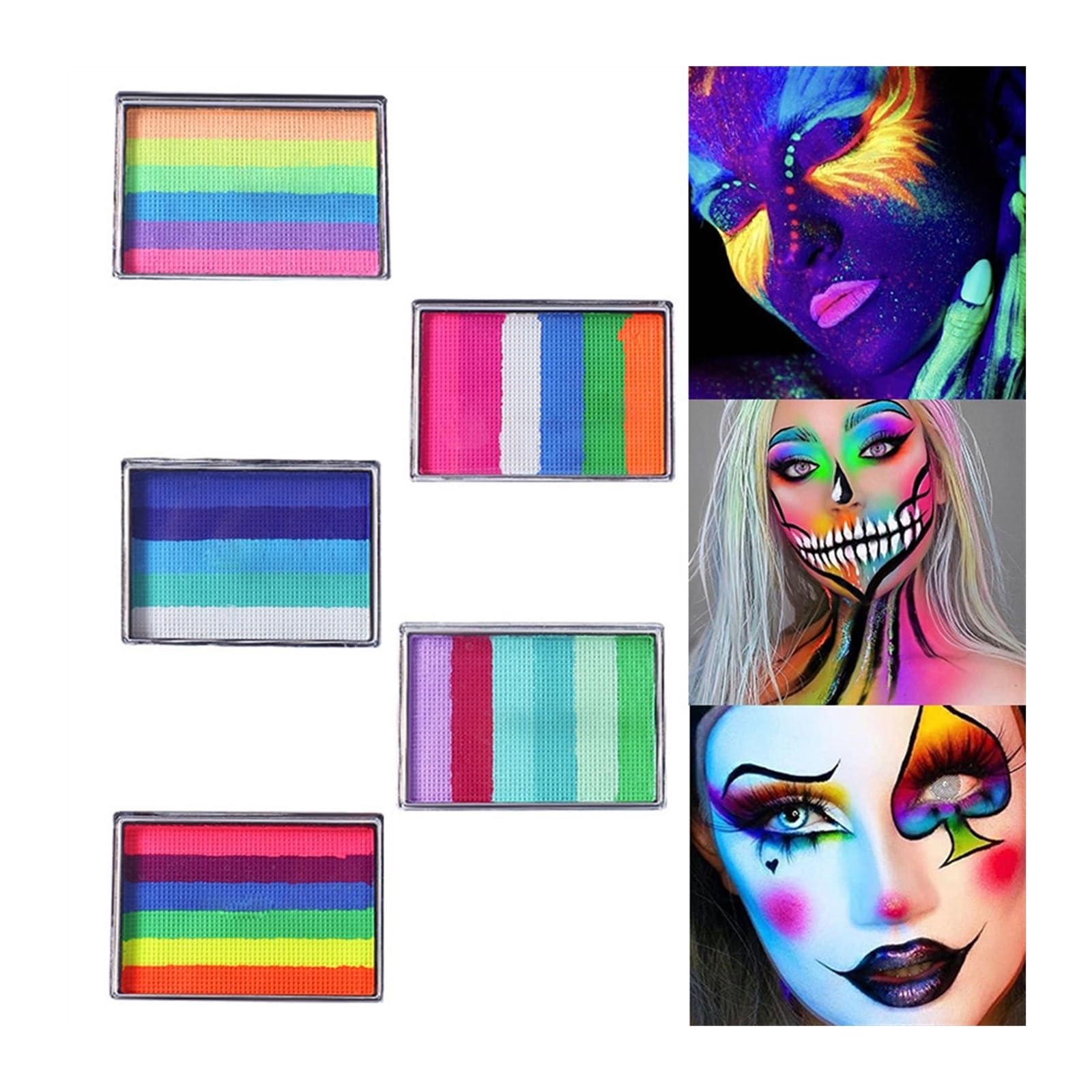 Face Paint 5-teiliges Gesichtsbemalungspigment auf Wasserbasis, 6-farbiges Regenbogenstreifen-Waschset for menschliches Gesicht Bodypaint