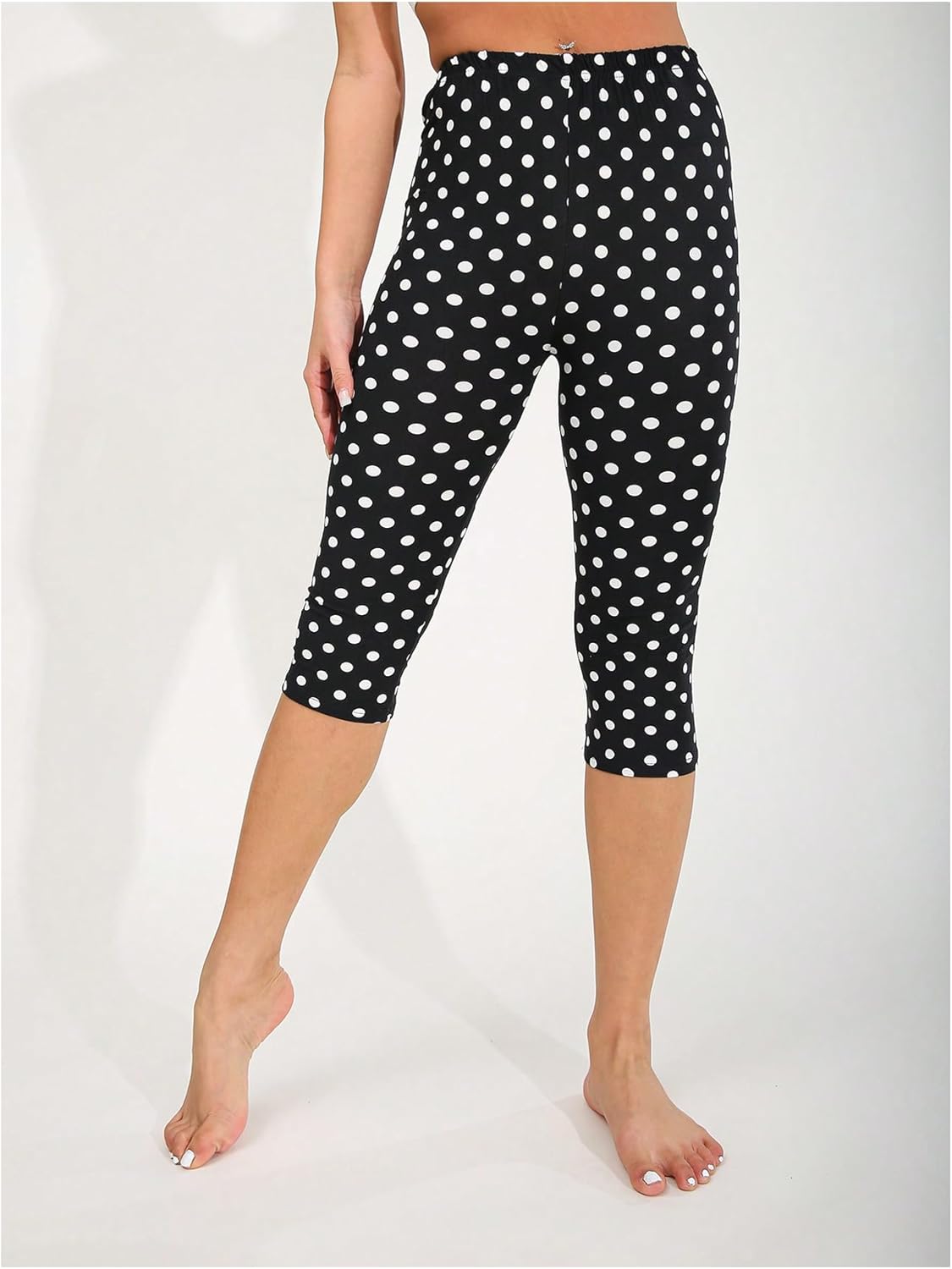 WDIRARA Women's Polka Dots Capri Leggings Athletic High Waisted Skinny Yoga Pants - Image 5