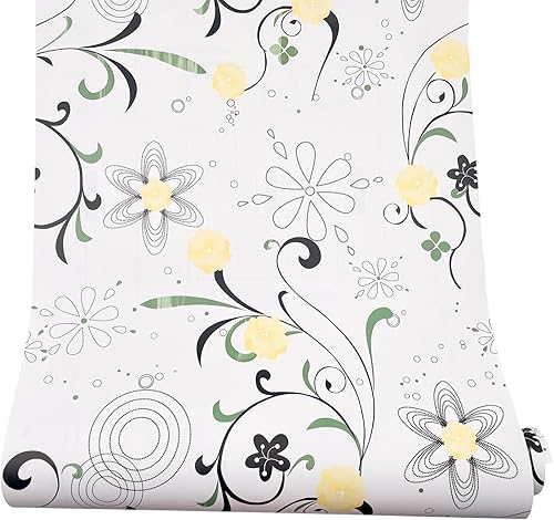 Miniatura 13 de Yifely Yellow Blooms - Revestimiento de papel decorativo para cajones y estantes, autoadhesivo, decoración de armario de almacenamiento de 17.7