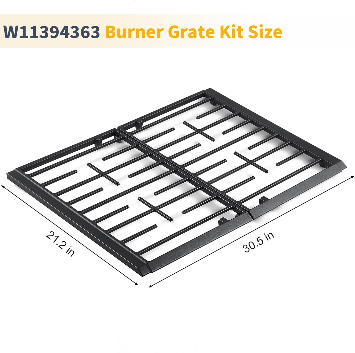 Allstare W11394363 Burner Grate Kit Replacement Parts for Whirlpool Stove Parts Grate WPW10447923 WFG515S0ES0 Whirlpool Gas Range Cooktop Parts Cast Iron Surface Burner Cooking Grate Rack 1 Set