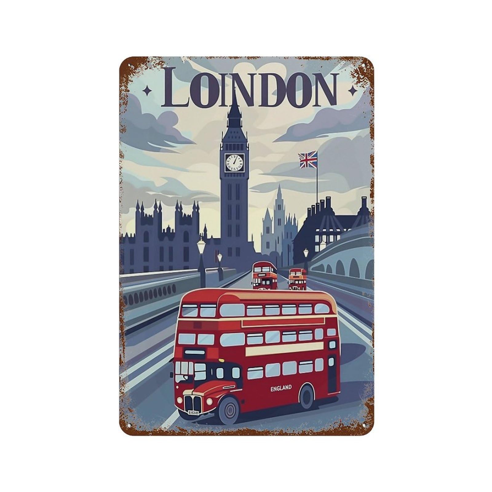 HDURYEYRYY London 02 Wall Retro Iron Vintage Art Metal Tin Sign Poster Modern Home Cofffee Club Art Bar Shop Decor 30x20cm