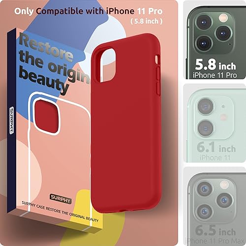 Miniatura 2 de SURPHY Funda compatible con iPhone 11 Pro de 5.8 pulgadas, funda gruesa de silicona líquida (con forro de microfibra) para 11 Pro 2019, color rojo